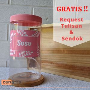 Toples Gula Kopi 650 1000 1300 ml warna Tutup pink Tempat Susu Tempat Bumbu Toples Spagety Minimails Wadah Bumbu Dapur Zanarra Toples bumbu ada tulisannya free label toples plastik toples set unit ada nama tepung terigu