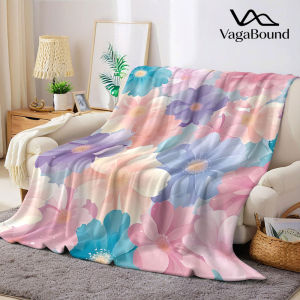 Pastel Watercolor Floral Flannel Blanket Warm Soft Halloween Christmas Decorative Couch Warm Cozy All-Season Gift