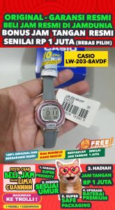 CASIO ORIGINAL - CASIO LW-203-8AVDF - WOMEN - Grey Pink - Strap Resin - Jam dunia JD18ST