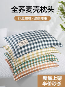 Buckwheat Hull Neck Support Pillow with Cover Sleep Aid Rectangular Single Person Cotton Filled Herbal Medicine Pillow