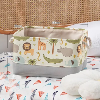 Large Size Thickened Cartoon Fabric Toy Storage Box Doll Basket Baby Miscellaneous Object Storage Bag Family Storage Tools