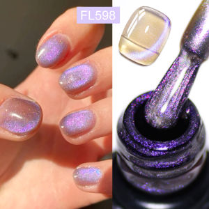 FOUR LILY 7ml Gold Aurora Cat Magnetic Nail Gel Polish Glitter Jelly Effect Nail Art UV/LED Varnishes for Manicure DIY Design