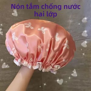 1-6 Mũ Tắm Chống Thấm Nước Hai Lớp Dày Dặn Cho Phụ Nữ Trưởng Thành Mũ Che Tóc Dễ Thương Chất Liệu PVC Thân Thiện Với Môi Trường Chống Dầu Mùi Bếp