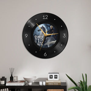 Jay Chou Music Album Vinyl Record Living Room Wall Clock Coffee Shop Bar High-End Clock Artwork Silent Movement round Shape