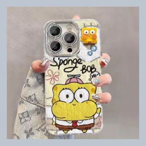 Adorable SpongeBob Cartoon Girl Style Phone Case Vivos19Pro Vibox60 Y52s Iqoo12pro Protective Cover Hard Shell Stand Design
