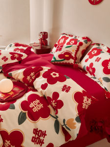 Wedding Bedding Set Red Floral