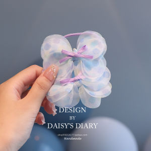 Kids Bowknot Hair Ring Girl Sweet Cute Mesh Polka Dot Hair Rope Does Not Hurt Hair Rubber Bands Headdress Girls Hair Rope