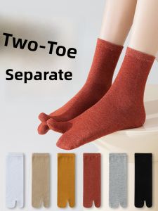 JINGCHI | Womens Summer Thin Cool Short Socks Two-Toe Separate Toe Sandal Socks Absorb Sweat Breathable Anti-Odor Five Pairs Pack