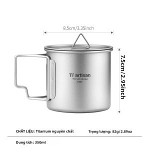 Tiartisan | Cốc Cắm Trại Có Thể Gập Lại Bằng Titan Tiartisan Có Nắp Cốc Trà Di Động Nhẹ Có Túi Lưới Đựng Để Nấu Ăn Ngoài Trời