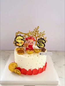 [Ready Stock]财神爷 元宝财富蛋糕装饰摆件 花束摆件 花束插件 God of Wealth cake topper cake decoration