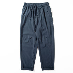 LCelulose Mens Summer New Style Smooth Lightweight Breathable Simple Match Loose Casual Pants Elastic Waist Loose Fit