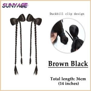 SUNYAGE Synthetic wig Fried Dough Twists braid clip wrap ball head imitation braid double ponytail braid bow boxing braid