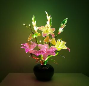 Newest Dynamic Fairy lily butterfly Wedding decoration led Novelty artistic optical fiber flower Christmas New Year party Shop