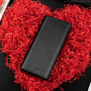 BANYANU 100% Cow Genuine Leather Long Card Holder Wallet Original Ultra Thin Men Wallet Black Color Birthday Gifts