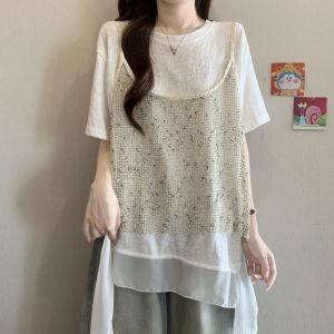 Áo Blouse Giả Hai Mảnh Dễ Dàng Che Bụng Giúp Gầy