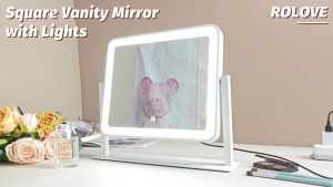 FOCANO Vanity Mirror with Lights Lighted Makeup Mirror with Lights Smart Touch Control 3 Colors Dimmable Lighted Up Mirror for Makeup Desk Bedroom 360° Rotation