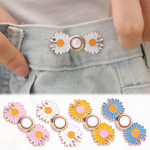 5pcs Tightening Waistband Pin Removable Daisy Button Clothing Pant Adjust Tool Clothes Invisible Snap Jeans Waist Buckle