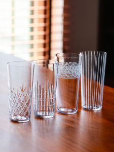 Handcrafted Crystal Glass Long Drink Cocktail Cup Fruit Juice Collins Cup Crison Premium Quality Glass Etched Design Barware