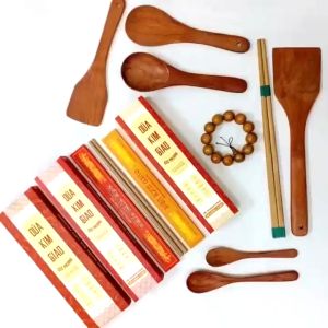 ( HỘP 02 ĐÔI ) Đũa ăn cơm trẻ em dài 20cm ĐŨA GỖ KIM GIAO Đũa tập ăn cho bé cao cấp - Vườn Đặc Sản Ninh Bình