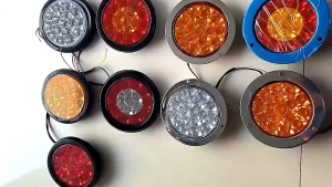 4inch 12V 24V Round Truck Tail Lights 16 LED Universal Trailer Lorry Rear Brake Lamp Red/Yellow