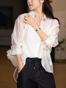 XIAOER | Pearlescent Lyocell Cool Feeling Long Sleeve Blouse