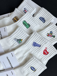 Socks Mens Socks Pure Cotton Breathable Embroider Short Socks Men and Women Student Sports Socks Sweat Absorbing and Deodorant Tube Socks Tide