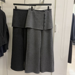 High Waist Thickened Knitted Wide Leg Casual Pants Womens Slimming Straight Leg Long Trousers Winter New Style Casual Pants