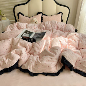 Bộ Đồ Giường Hai Lớp Vải Polyester Pha Trộn Màu Hồng Princess Style Bao Gồm Chăn Đơn Chăn Gối Giá Đỡ Giường Phù Hợp Cho Phòng Ngủ Mùa Hè