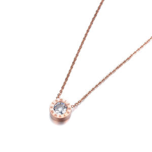 Lokaer 18K Gold Plated Exquisite Daily Round Pendant Necklace Stainless Steel Inlaid Rrhinestones Trendy Girls Jewelry N26013