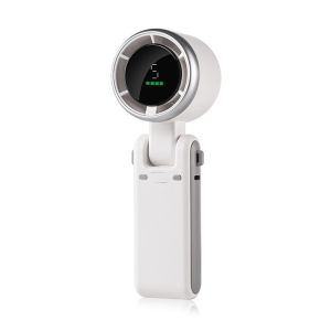 High Speed Turbo Handheld Fan Digital Display Mini Foldable Portable Hanging Neck USB Rechargeable Pocket Cooling Fan for Summer