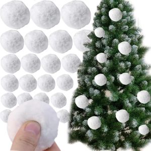 1~6cm Christmas Snowballs White Fur Pompom Hairballs Xmas Tree Hanging Pendants Holiday New Year Wedding Party Home Decoration