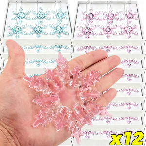 Dizoey 12Pcs trong suốt pha lê Bông Tuyết Mặt dây chuyền Cây giáng sinh Icicle Trang Trí Cho Kỳ Nghỉ Mùa Đông Đảng treo trong suốt Trang Trí