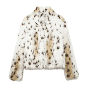 Autumn Winter Leopard Faux Fur Jacket Coat Women Short Plush Stand Collar Panelled Jacket Female Warm Stylish Outerwears Lady