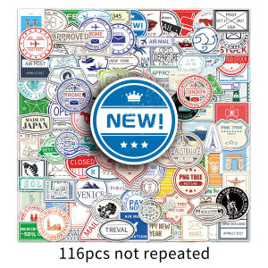 Waterproof Stamp Graffiti Travel DIY Skateboard Luggage Sticker Retro Creative Cross-Border Mail Mark Adhesive Decal