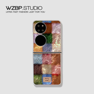 Colorful Checkered Retro Korean Style Phone Case for Huawei P50 Pocket 2S Xiaomi MIX Honor Vivo Foldable Screen Flip Cover