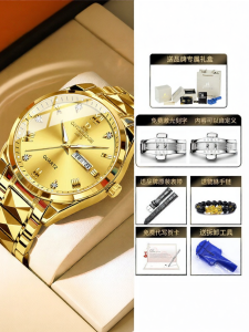 RUIZHIYUAN | Business Waterproof 18k Gold Color Mechanical Watch
