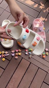 [LOTSO JIBBITZ]Sandal nữ + Jibbitz dép quai hậu đế bánh mì 3cm MayTo dễ thương Ulzzang màu trắng đen hồng QN-DB2