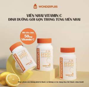 Viên Nhai Bổ Sung Vitamin C Wonderplus 50mg – Hương Cam Tự Nhiên Tăng Đề Kháng Sáng Da (Hộp 60 Viên x 50mg)
