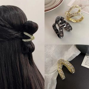 กิ๊บติดผมรูปตัว V สไตล์เกาหลีพร้อมประดับเพชรสำหรับผมหางม้าและหางม้าทรงกลม