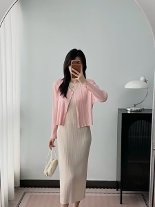 KESHANGYI Womens Pleated Long Sleeve Sun Protection Cardigan Thin Elegant Versatile Commute Outwear Jacket