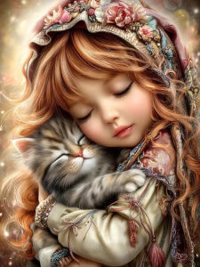 Kayou | New Arrivals Diamond Painting Cross Stitch Girl Elf Angel Childrens Gift Full Square Mosaic Art Cat Wall Decoration Craft Ki