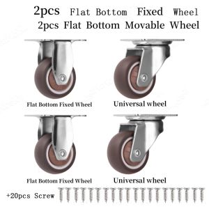 Set of 4 Casters Rubber 1-2 inch Caster Wheels for Heavy Duty Furniture Cabinets Mini Castors No Noise Smooth Swivel Wheel