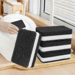 ผ้าผ้าเช็ดจานล้างจานแบบสองฟองน้ำด้านข้างสีดำและสีขาวทนทานต่อการฉีกขาดอเนกประสงค์30ชิ้นผ้าเช็ดล้างทำความสะอาดฟองน้ำล้างจานสำหรับห้องครัวสำหรับร้านอาหาร