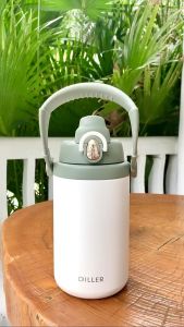 Bình đựng nước giữ nhiệt inox 304 1500ml có ống hút béo lùn HiLOGi có quai xách lớn nắp bật ống hút giữ nóng 10h giữ lạnh 20h