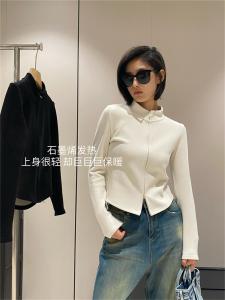 in BLUE เสื้อแจ็คเก็ตฮู้ดแบบสวมหัวสองหัวแบบมีซิปคอตั้งแบบอบอุ่นสำหรับผู้หญิง ผ้าไนลอนผสมกราฟีน ฤดูใบไม้ร่วง 2024