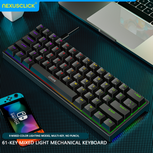 NexusClick K620 Mini Wired Mechanical Keyboard61 Key Hot-Swap Custom KeyboardType-C Cable PBT Keycap Gaming Compurter Keyboard