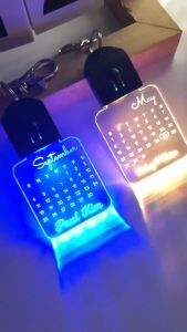 Móc khoá đèn led khắc laser khắc ảnhngày sinh lịch và  thông tin cá nhân hoá theo yêu cầu