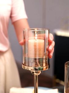 Retro Metal Candle Holders Glass Candle Stick Table Decor Candle Holder Valentines Day Gift