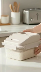 Multipurpose Rice Storage Container with Flip Design Cover Dust Insect Proof Dispenser For Rice Grain Cereal Storage Bin