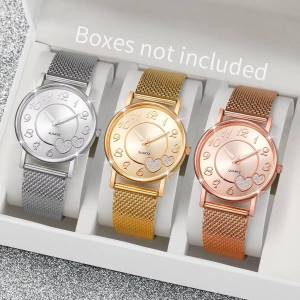 1/3PCS Fashion Heart Dial Women Watches Casual Plastic Strap Quartz Wristwatch Reloj Mujer（Without Box）